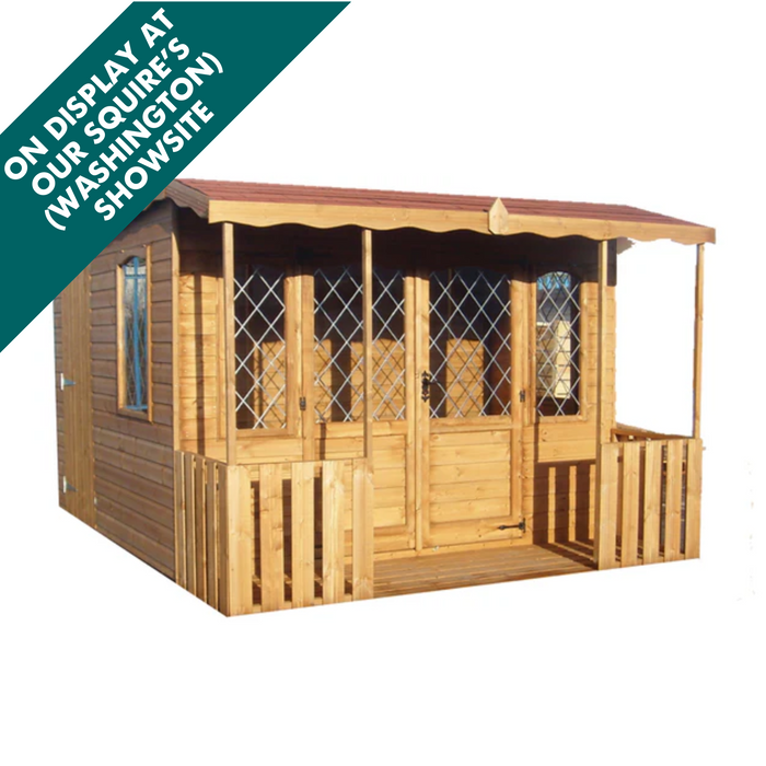 Pent Summerhouse With Canopy And Leaded Windows