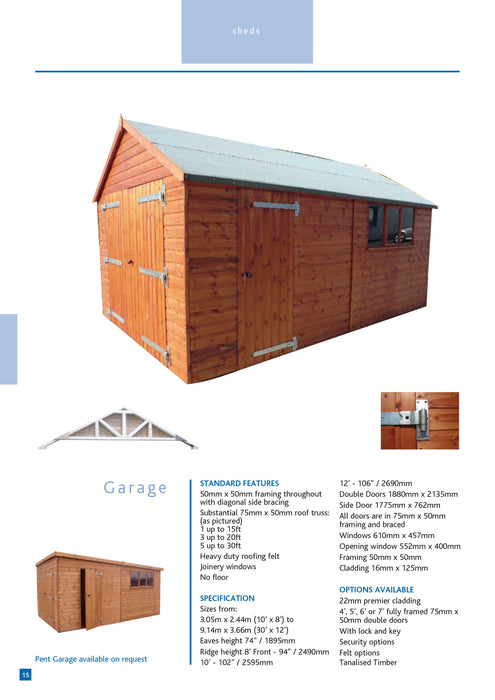 Garage Apex And Pent Shed