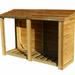 Wooden pet house with a slanted roof on a white background