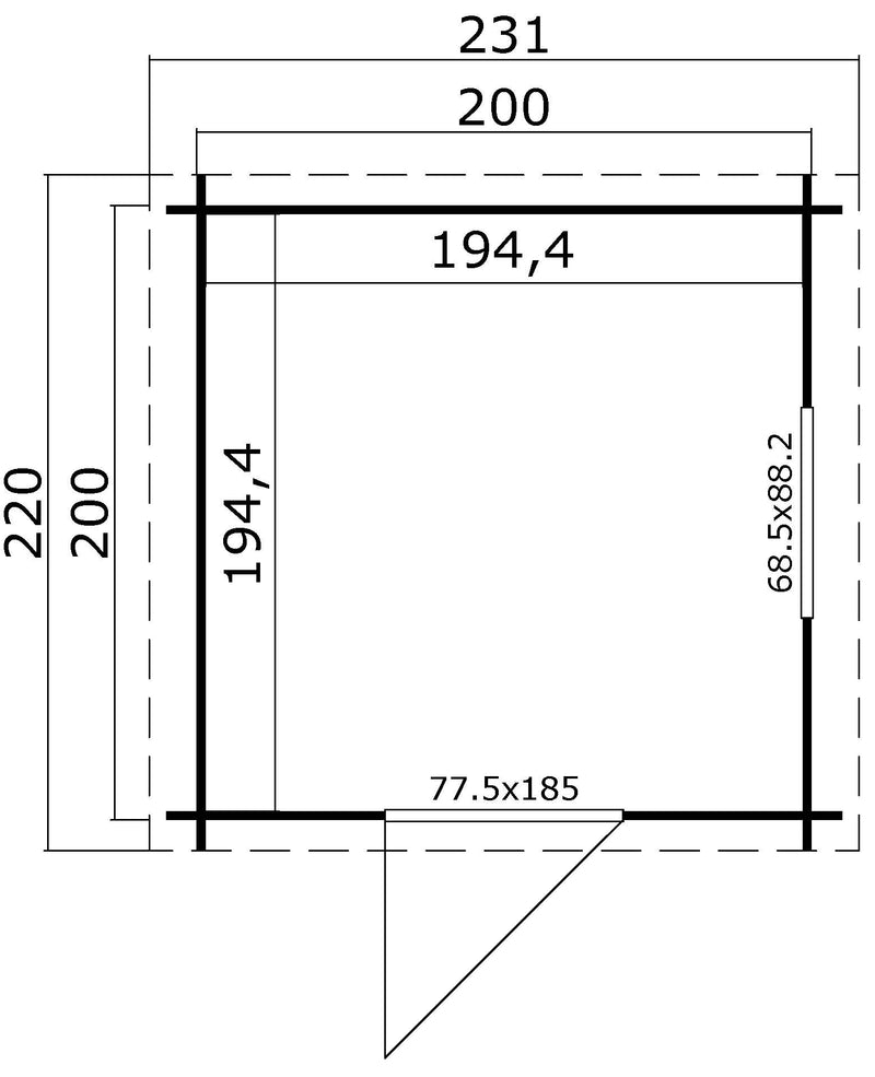 Wels 1 Log Cabin 2m x 2m (28mm) | Small Garden Building UK