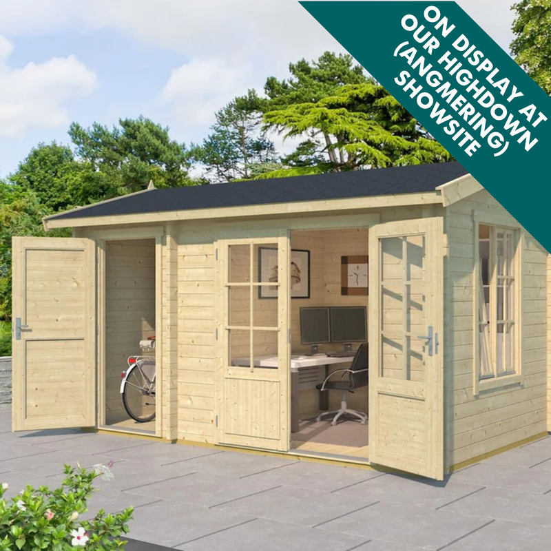 Wrexham 1 Log Cabin 13ft x 8ft (44mm) | Garden Room with Storage