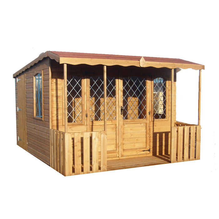 Pent Summerhouse With Canopy And Leaded Windows