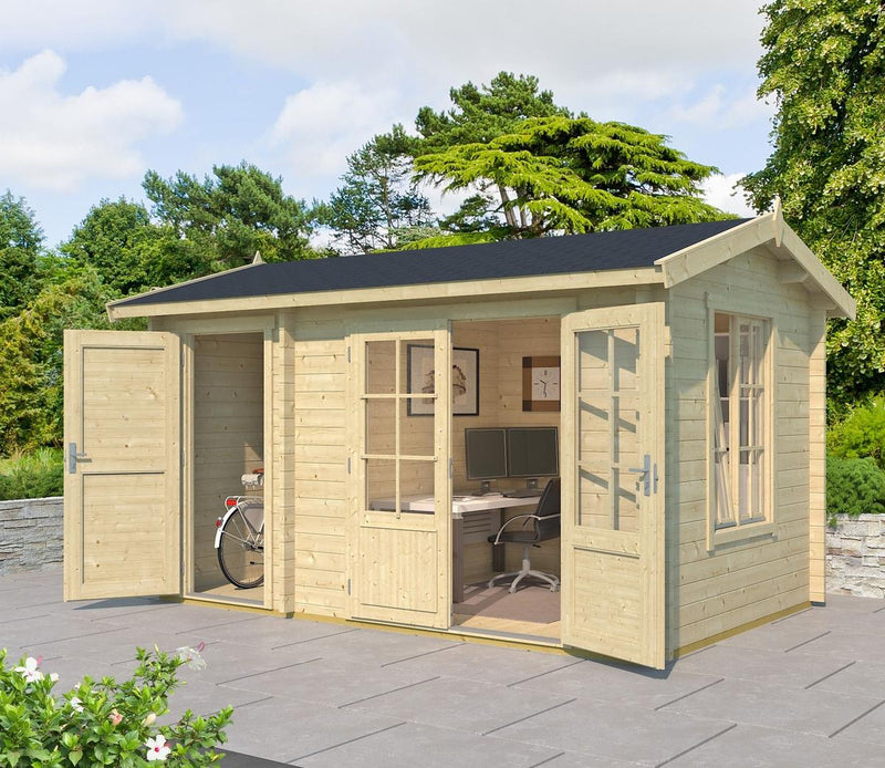 Wrexham 1 Log Cabin 13ft x 8ft (44mm) | Garden Room with Storage
