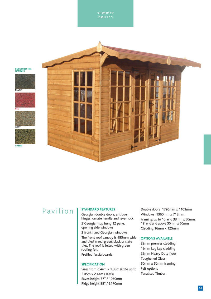 Pavilion Summerhouse (with felt tiled canopy)