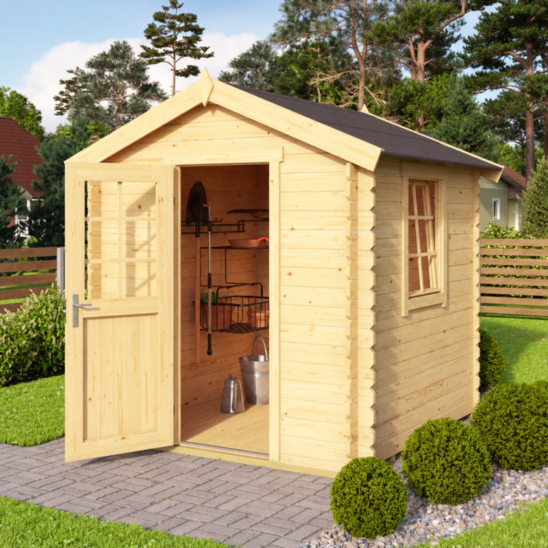 Wels 1 28mm Log Cabin – 2m × 2m – Ashdown Garden Buildings