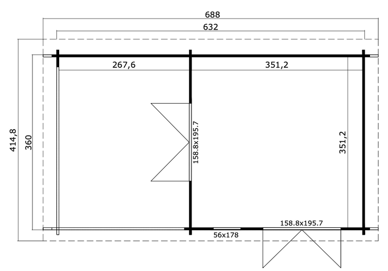 The Lodge - 6.32M X 3.6M - 44MM LOG CABIN
