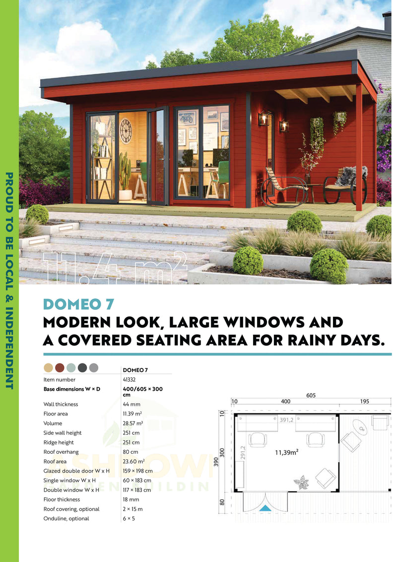 Domeo 7 Log Cabin - Wooden Garden Room - Timber Summerhouse - Garden Cabin