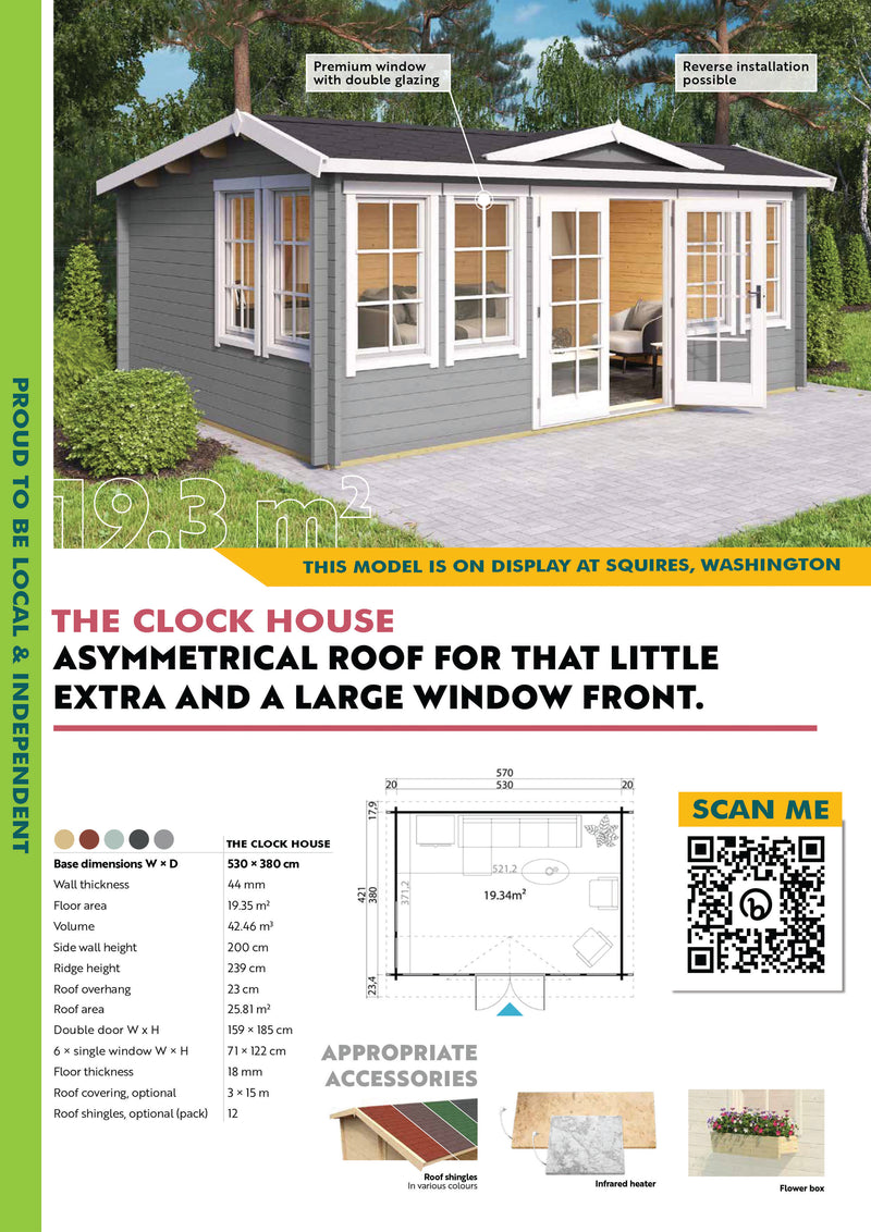 The Clock House - 5.3M x 3.8M - 44MM LOG CABIN