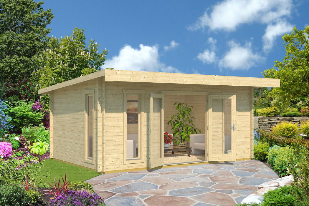 Barbados 4 Log Cabin - Wooden Garden Room - Timber Summerhouse - Garden Cabin